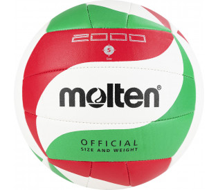 Мяч волейбольный "MOLTEN V5M2000" р. 5, 18 панелей, ПУ, машинная сшивка, бело-красно-зелёный