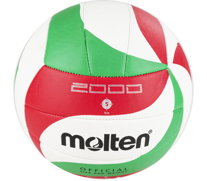 Мяч волейбольный "MOLTEN V5M2000" р. 5, 18 панелей, ПУ, машинная сшивка, бело-красно-зелёный-фото 2 hover image