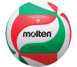Мяч волейбольный "MOLTEN V5M4000X" р. 5, 18 панелей, синтетическая кожа ПУ, клееный, бело-красно-зелёный