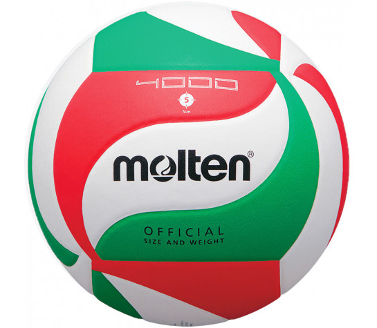 Мяч волейбольный "MOLTEN V5M4000X" р. 5, 18 панелей, синтетическая кожа ПУ, клееный, бело-красно-зелёный Белый image