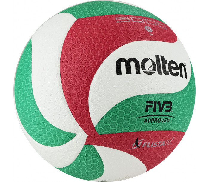 Мяч волейбольный "MOLTEN V5M5000" р. 5, бело-красно-зелёный-фото 2 hover image